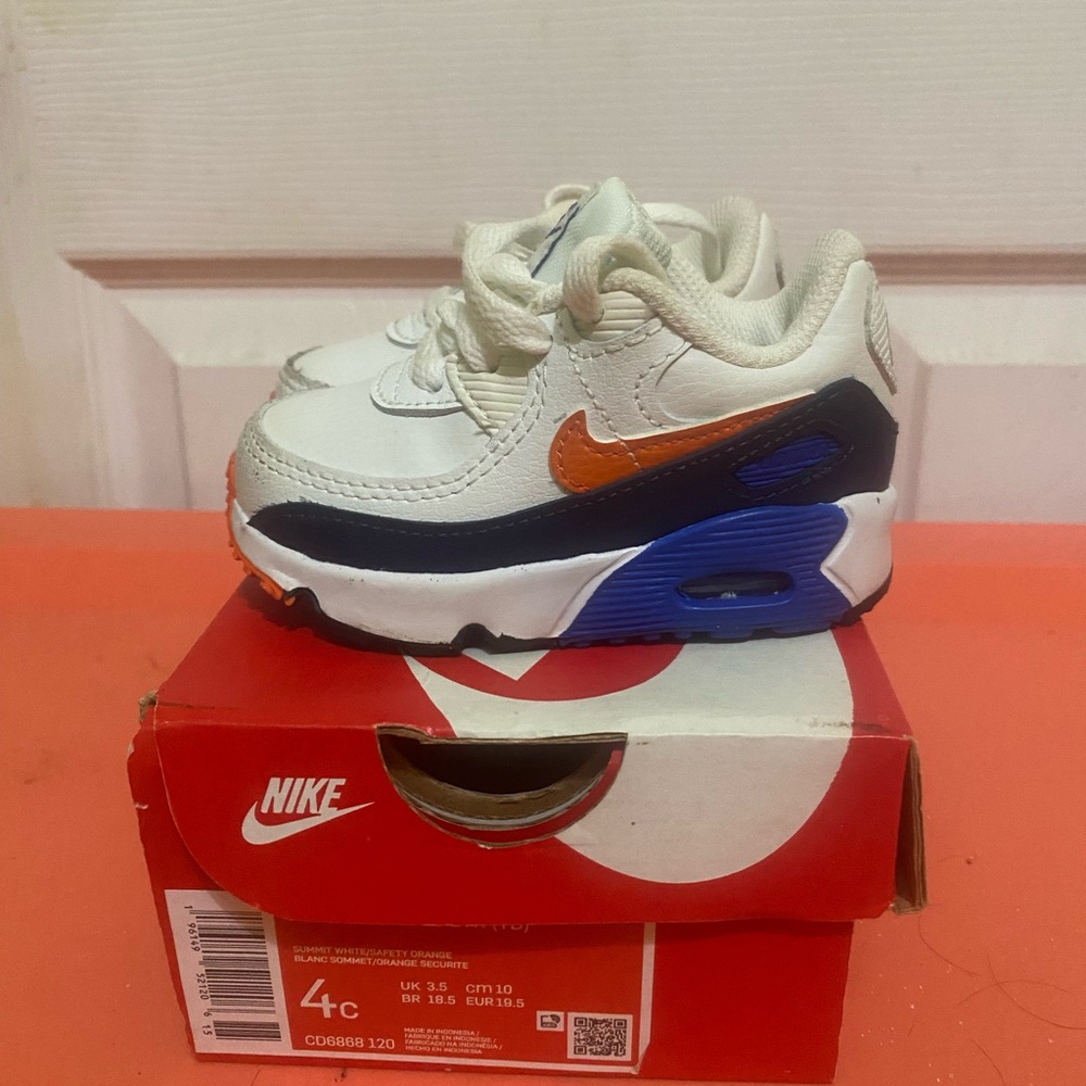 Nike Kids Sneakers - White, Blue, and Orange